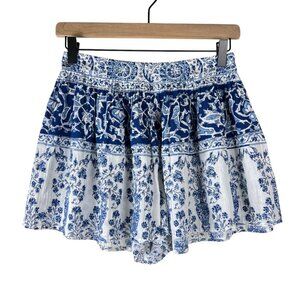 Sea New York Blue White Floral Printed Cotton Flowy Shorts